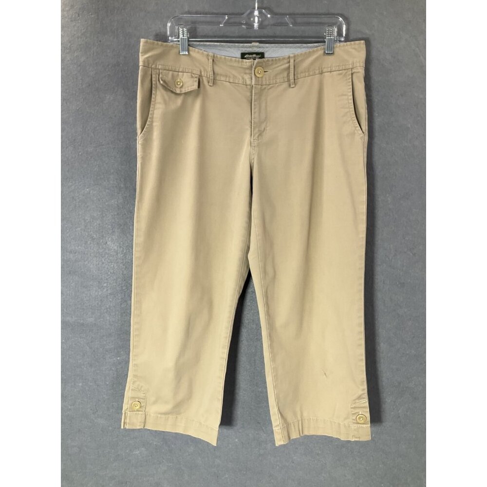 Eddie Bauer Women's Sz 10 Hiking Outdoor Capri Pants Cotton Khaki Tan